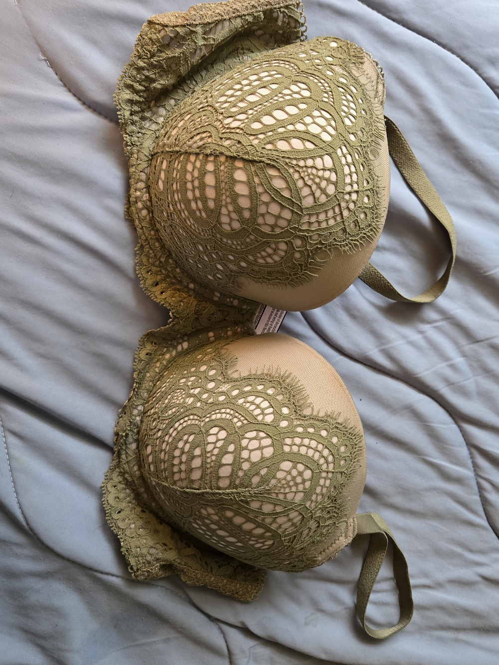 Victoria's Secret Olive Green Lace Overlay Lightly Padded Bra